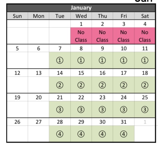 January Schedule